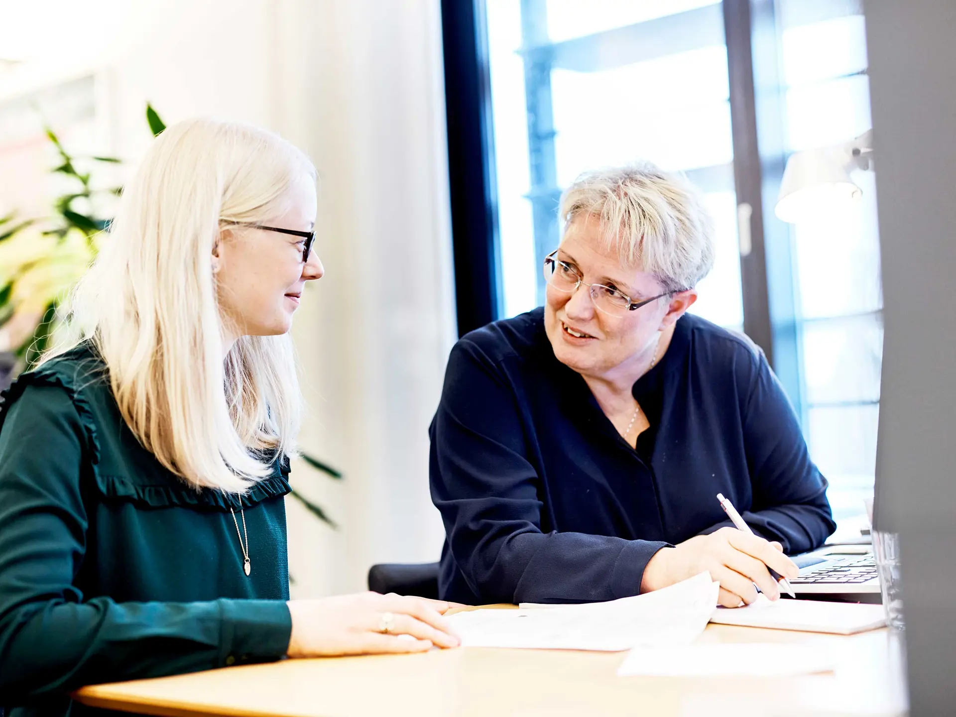 Rådgiver hjælper kunde med et problem